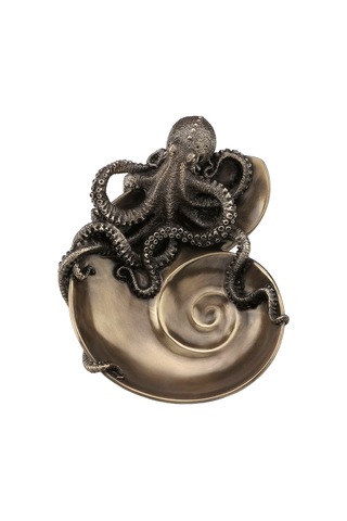 Steampunk Serisi Nautilus Kabuğu Üzerinde Ahtapot Tabak