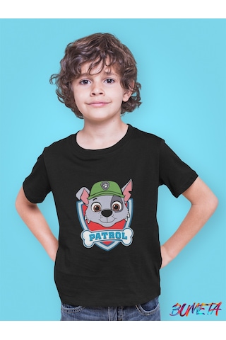 Bumeta Doğa Dostu Kahraman Rocky Paw Patrol Çocuk Tişört T-shirt Siyah