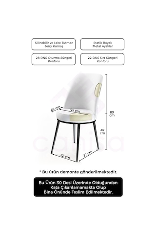 Canisa Concept Dexa Serisi, Üst Kalite Mutfak Sandalyesi, Metal Siyah Iskeletli, Gri Sandalye Sandalye Gri Ayaklar Siyah