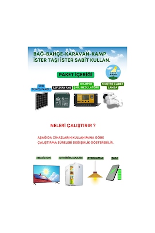 Taşınabilir Solar Güneş Enerjili Tv-3 Lamba Ve Usb Cep Telefonu Şarj Sistemi