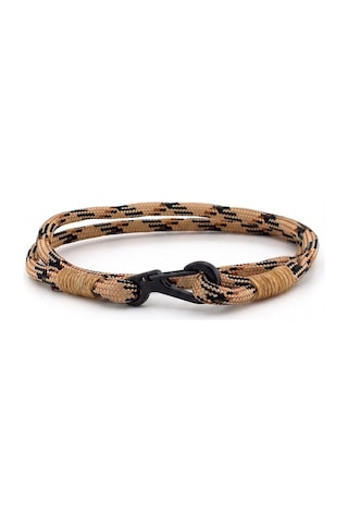 Sütlü Kahve Paracord Metal Kanca Iki Sira Erkek Bileklik M011H Kahverengi