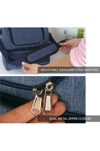 Mufunye Siyah İki Bölmeli Isı Saklama Çanta, Islak Ve Soğuk Yemeği Ayrı Tutabilir, Piknik Kamp Yemeği Çantası Siyah