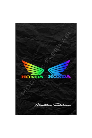 Honda Kanat Sticker Folyo - Hologram - 15 X 12 Cm 2'li Set