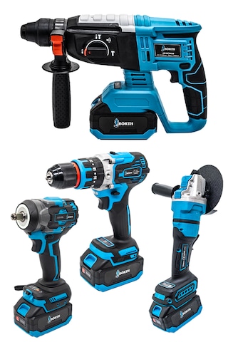 Börth BRTH0007 Hilti + Taşlama + Somun Sıkma + Matkap Akülü 4'lü Set