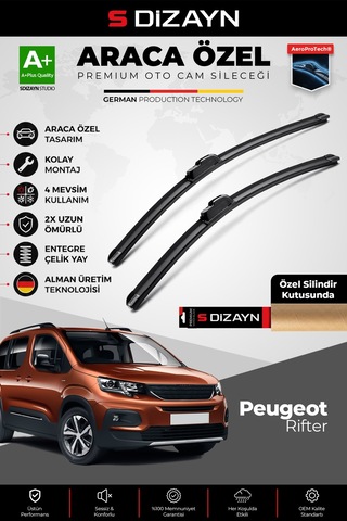 S-dizayn Peugeot Rifter Ön Cam Silecek Seti 2019 Üzeri Premium Araca Özel 65-43 Cm A+ Kalite