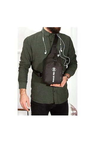 Newısh Polo Accessorıes Unısex İmpertex Kumaş Suya Dayanaklı Kulaklık Çıkışlı Siyah Omuz Çantası Siyah