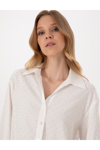 Pierre Cardin Kadın Beyaz Gömlek Desenli 50313639-vr013 Beyaz