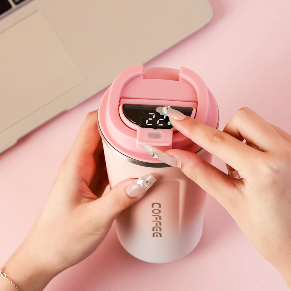 Youmex 510ml Akıllı Sıcaklık Gösteren Paslanmaz Çelik Vakumlu Termos Bardak - Isı Ve Soğuk Saklama, Dökülmez, Araç Ve Seyahat İçin - Gradient Beyaz