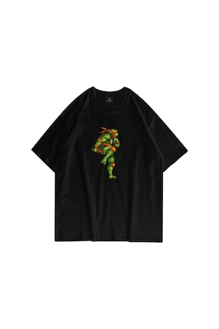 Flood Of Style Unisex Michelangelo Ninja Turtles Siyah Tshirt