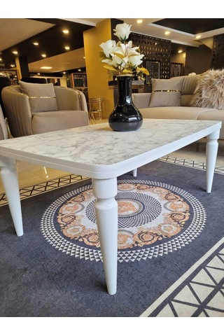 Akset Orta Sehpa Lüx Beyaz Mermer Full Beyaz