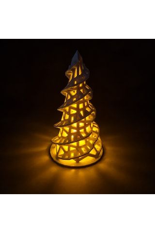 Dekoratif Yılbaşı Çam Ağacı Led Mumluk 15 Cm Işıklı 3d Baskı Noel Ağacı Dekoru .