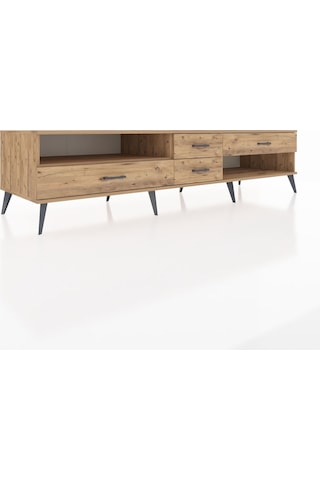 Kronos Tv Ünitesi Tek Raflı 4 Çekmeceli 220x59x51 Çam-çam Atlas Çam/atlas Çam - Atlas Çam