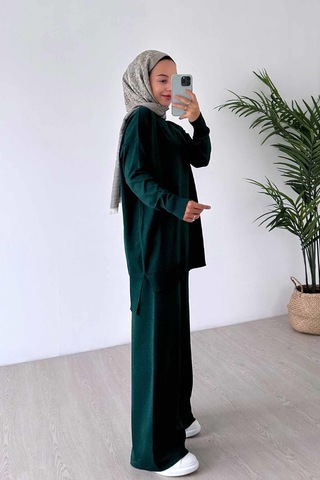 Kahijab Işıltılı Merserize Takım - Zümrüt Zümrüt