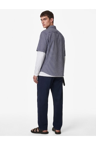 Koton Regular Fit Normal Bel Pamuklu Bol Beli Bağcıklı Baggy Jean Pantolon Lacivert 6sam40265nd