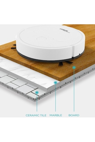Supermarket1 3'ü 1 Arada Mini Süpürge Robotu Akıllı Temizleyici Beyaz Beyaz