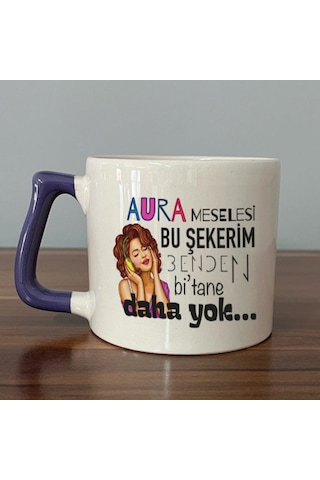 Aura Meselesi Bu Şekerim Baskılı Mor Kulplu D Kupa Aura Meselesi Bu Şekerim Baskılı Mor Kulplu D Kupa