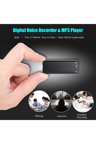 Singree 8gb Mini Ses Kaydedici Ve Mp3 Çalar - 96 Saat Kayıt Süresi, 10 Saat Pil Ömrü, 192kbps Kaliteli Kayıt, Taşınabilir Usb Bellek