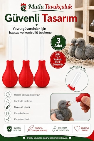 Tr Güvercin Besleme Aparatı, Sıkılabilir Gövdeli Manuel Mama Pompası 3 Adet