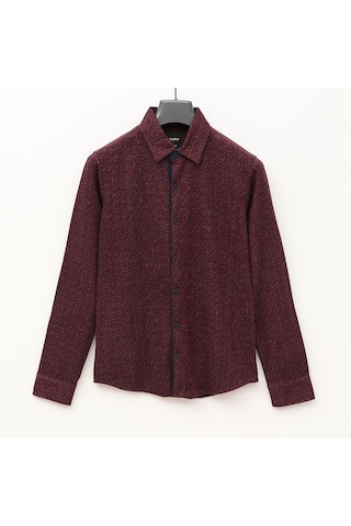 Erkek Şardonsuz Uzun Kol İnce Gömlek - Djg-1003 - Bordo Bordo