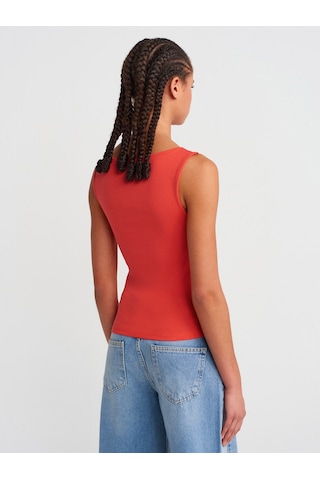 Dilvin 31589 Büzgülü Kayık Yaka Top-kırmızı Kırmızı