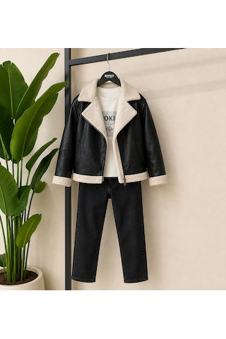 Kokoş Bebe Kuzu Deri Montlu 3 Parça Erkek Çocuk Takım - 10/13 Yaş - 31907 Çok Renk