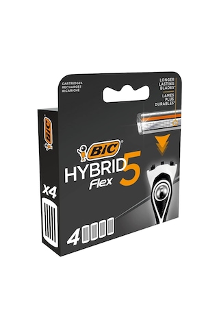 Hybrid 5 Flex 4'lü Yedek Tıraş Bıçağı Kartuşu 5 Bıçak , 5 Nano Teknolojik Titanyum Bıçak, E Vitamini İle Zenginleştirilmiş Geniş Kayganlaştırıcı Bant 2 Paketi