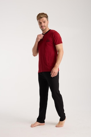 Akbeniz Erkek Bordo Düğmeli Yaka Kısa Kol Pijama Takımı