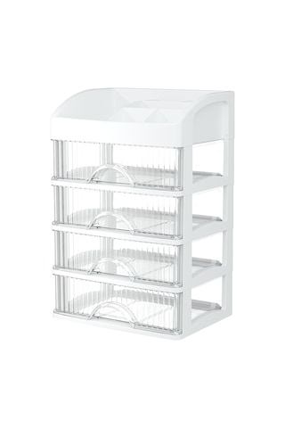 Sones Masaüstü Çekmece Düzenleyici Çok Katmanlı Kozmetik Mücevher Kutusu Kırtasiye Çok İşlevli Düzenleyici, Stil: 5 Katmanlı Beyaz Çekmece Beyaz