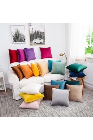 Aubyhe Yeşil Pilli Yastık Kılıfı 45x45 Cm - Kaliteli Kadife - Ev Dekoru - Oeko-tex/grs/bcı Onaylı - Yastık İçeriği Yok Diğer