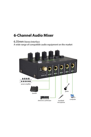 Hfambition Max400-pro Mini Ses Mikseri: 4 Kanal, Ultra Düşük Gürültü, Stereo/monofon Dönüşümü, 6.35mm Giriş, Avrupa Şarj 100-240v 11"