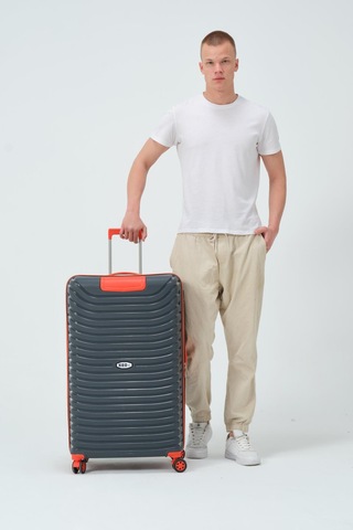 Keo-plus Gri-turuncu Büyük Boy Silikon Kırılmaz Pp Valiz Gri - Turuncu