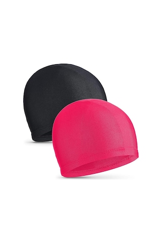 Adet Elastik Yüzme Boneleri Rahat Kumaş Yüzme Boneleri Hafif Siyah - Kırmızı