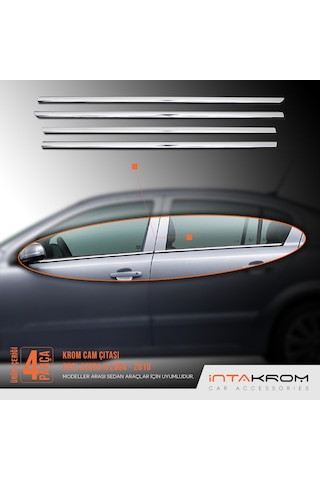 intakrom Opel Astra H Krom Cam Çıtası 4 Parça 2004 - 2010 - Sedan