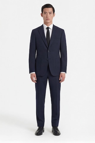 Sabri Özel Lacivert Slim Fit 6 Drop Mono Yaka Viskon Tam Astarlı Takım Elbise Açık Lacivert