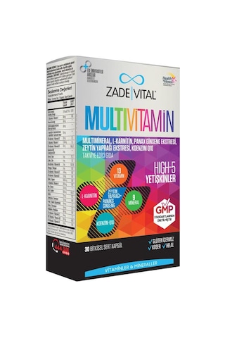 Zade Vital Multivitamin Takviye Edici Gıda 30 Bitkisel   Kapsül