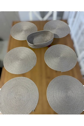 Kordon İpten 6lı Supla Takımı Ve Ekmeklik Gri