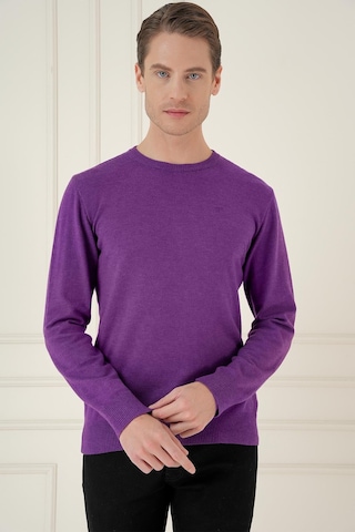 Efor Tr 875 Slim Fit Mor Klasik Triko Mor