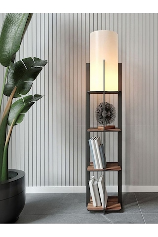 Ravilo Quattro Dekoratif Raflı Lambader Ceviz Ceviz