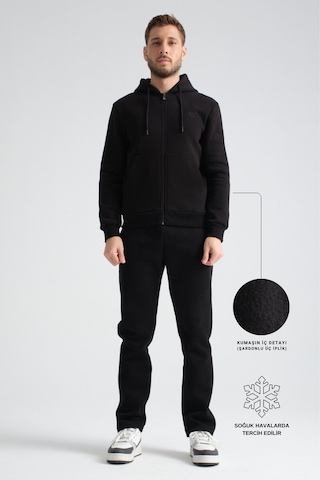 Shooter Sportswear Shooter Erkek Kışlık Eşofman Takımı Luxe Regular Kapüşonlu Siyah