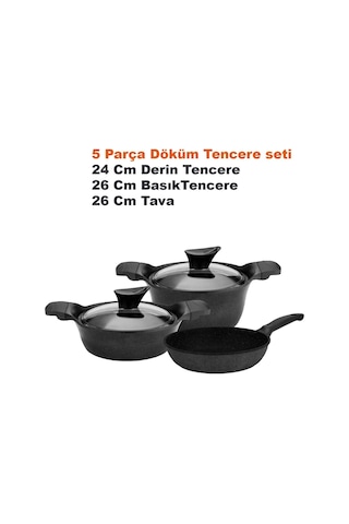 Cvs Dn 20030 5 Parça Döküm Granit Tencere Seti 24-26-26 Cm