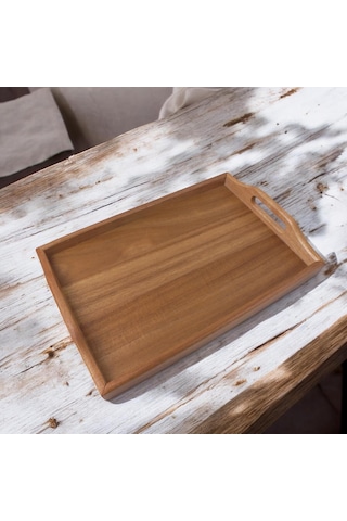 Deconox Akasya Ağacından Dikdörtgen Sunum Tepsi, Çay, Kahve Ve Servis Tepsisi 33x22x5cm Sku: Smg8690010543752 Açık Mavi