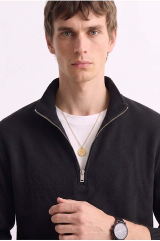 Barrels And Oıl Erkek Yarım Fermuarlı Dik Yaka Sweatshirt - Siyah Siyah