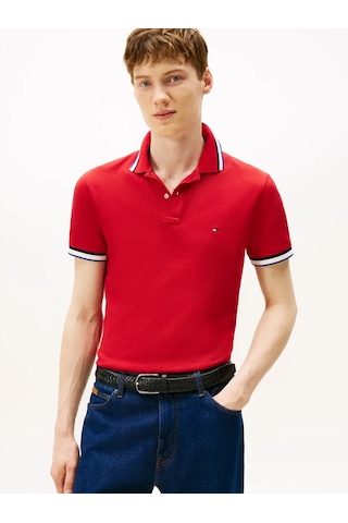 Tommy Hilfiger Cuff Interest Slım F, Xld Kırmızı Erkek Polo Yaka T-shirt