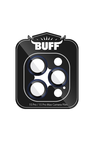 Buff Apple Uyumlu iPhone 15 Pro Max / 15 Pro Titanyum Lens Koruyucu Mavi