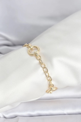 Ceylan Adam Cm 14k Gold Renk Lazerli Halka Model Kadın Bileklik Çok Renkli