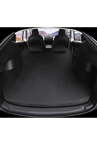 Tesla Model Y İçin Araç İçi Şişme Yatak ve Yastık Seti + Pompa Siyah
