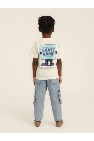 Escabel Erkek Çocuk Pamuklu Skate Baskıllı Tshirt-15641 KREM