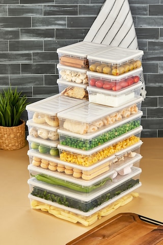 Multi Box 18parça 4 Farklı Boy Saklama Kabı Seti - Dondurucu & Mikrodalga Uyumlu Krem