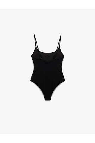 Koton Astarlı Hafif Destekli Dokulu İnce Askılı Fit Mayo Siyah 5sak20016mm Siyah