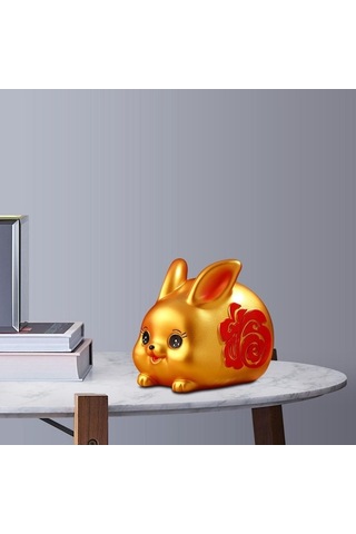 Opulentliving Çin Tarzı Şanslı Tavşan Para Bankası, 10x14x10cm, Seramik, Ev Ve Ofis Dekoru, Hediyelik 10cmx14cmx10cm